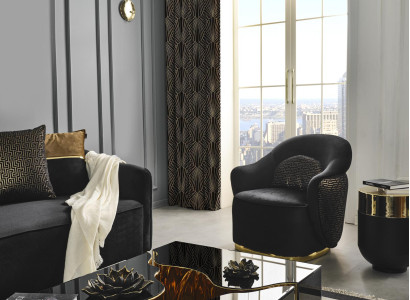 Armchair Wing Chair Modern Fabric Living room Polyester Blue Design Seat